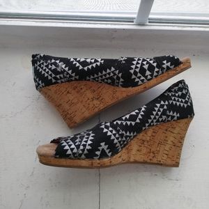 TOMS Michelle Cork Wedge Canvas Sandals